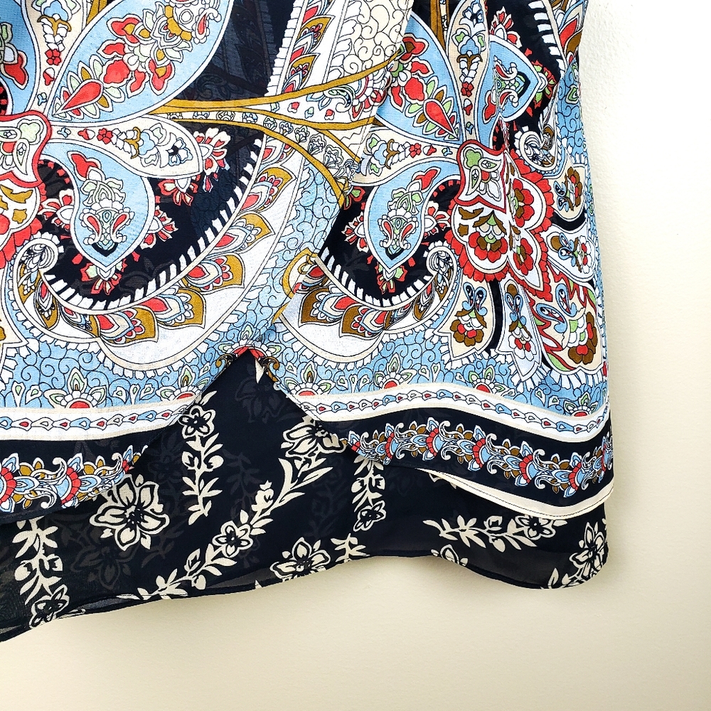 BILLA OF CA Boho Paisley Floral Silky Blouse,M - Picture 5 of 9